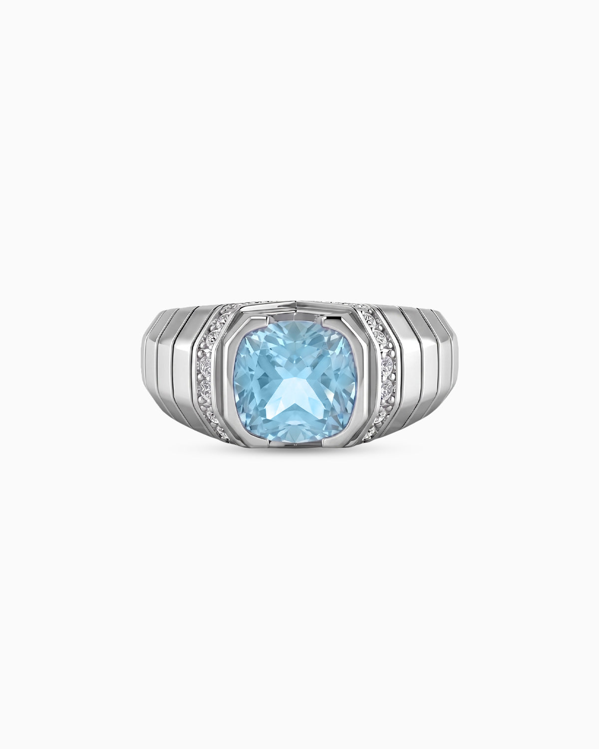 Ridge Signet Ring | Aquamarine