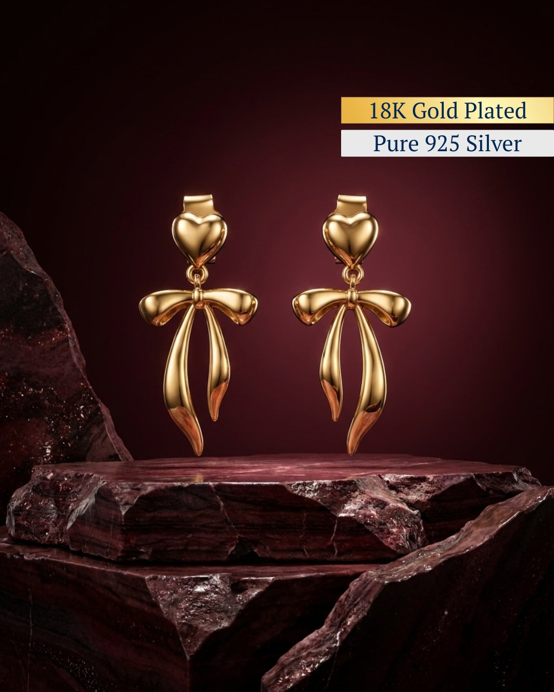 L'amour Heart & Bow Drop Earrings