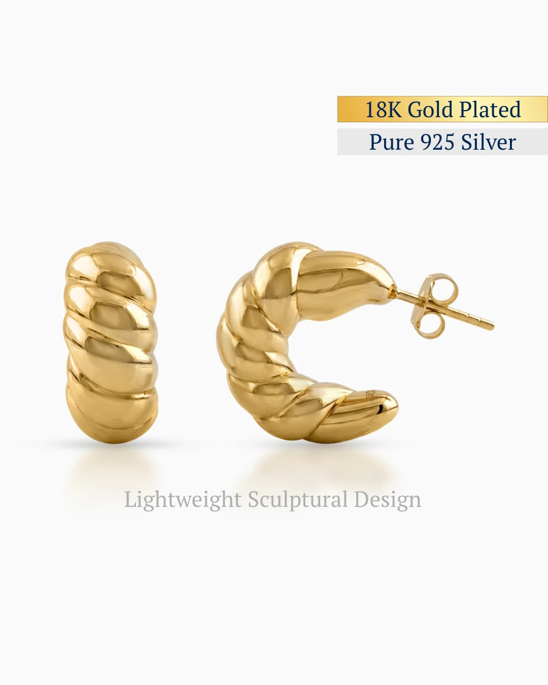 Croissant Dome Hoop Earrings