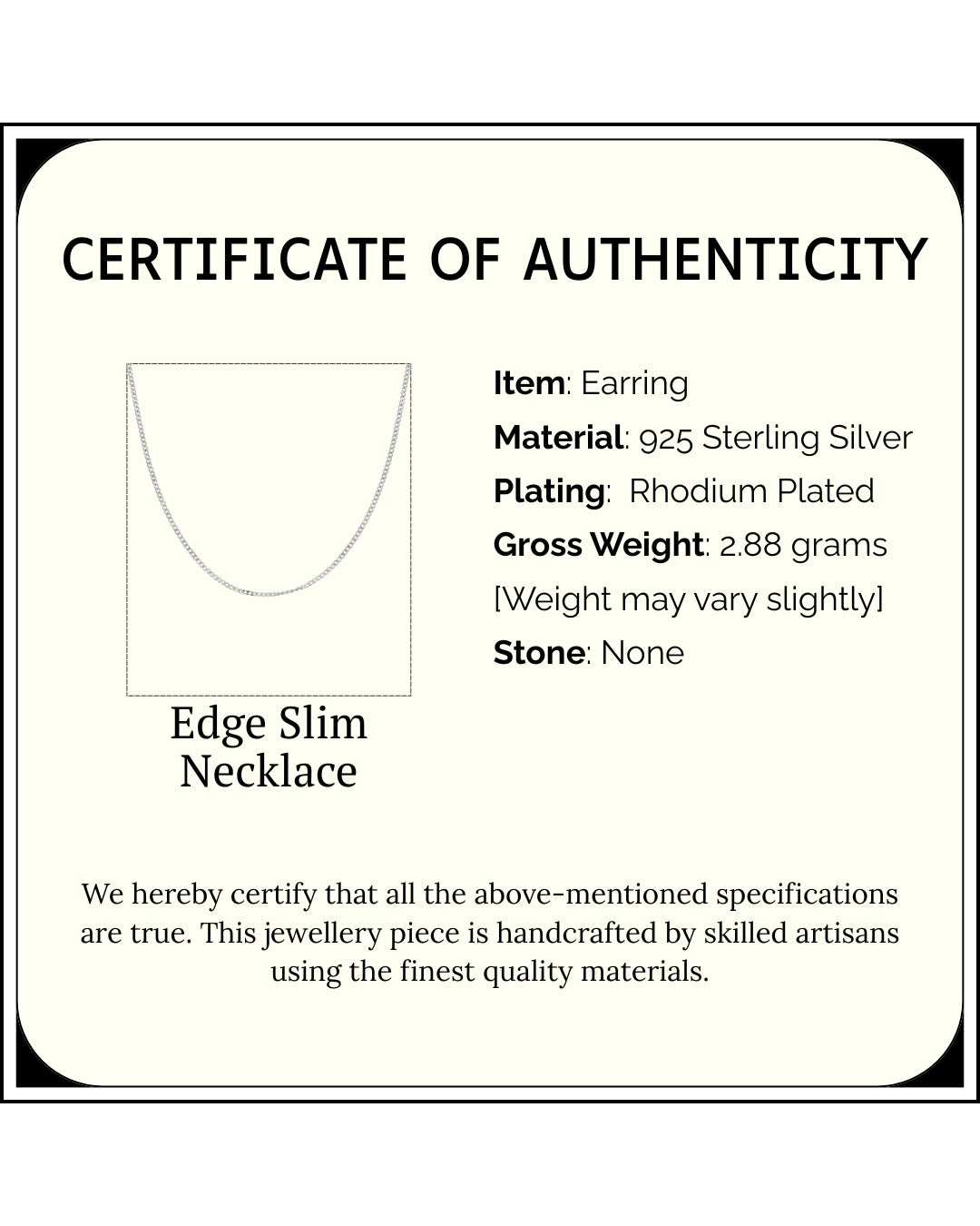 Edge Slim Necklace | Rhodium Plated