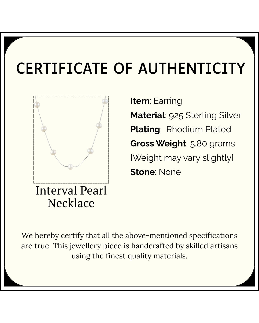 The Interval Pearl Necklace 34 inch | Rhodium Plated