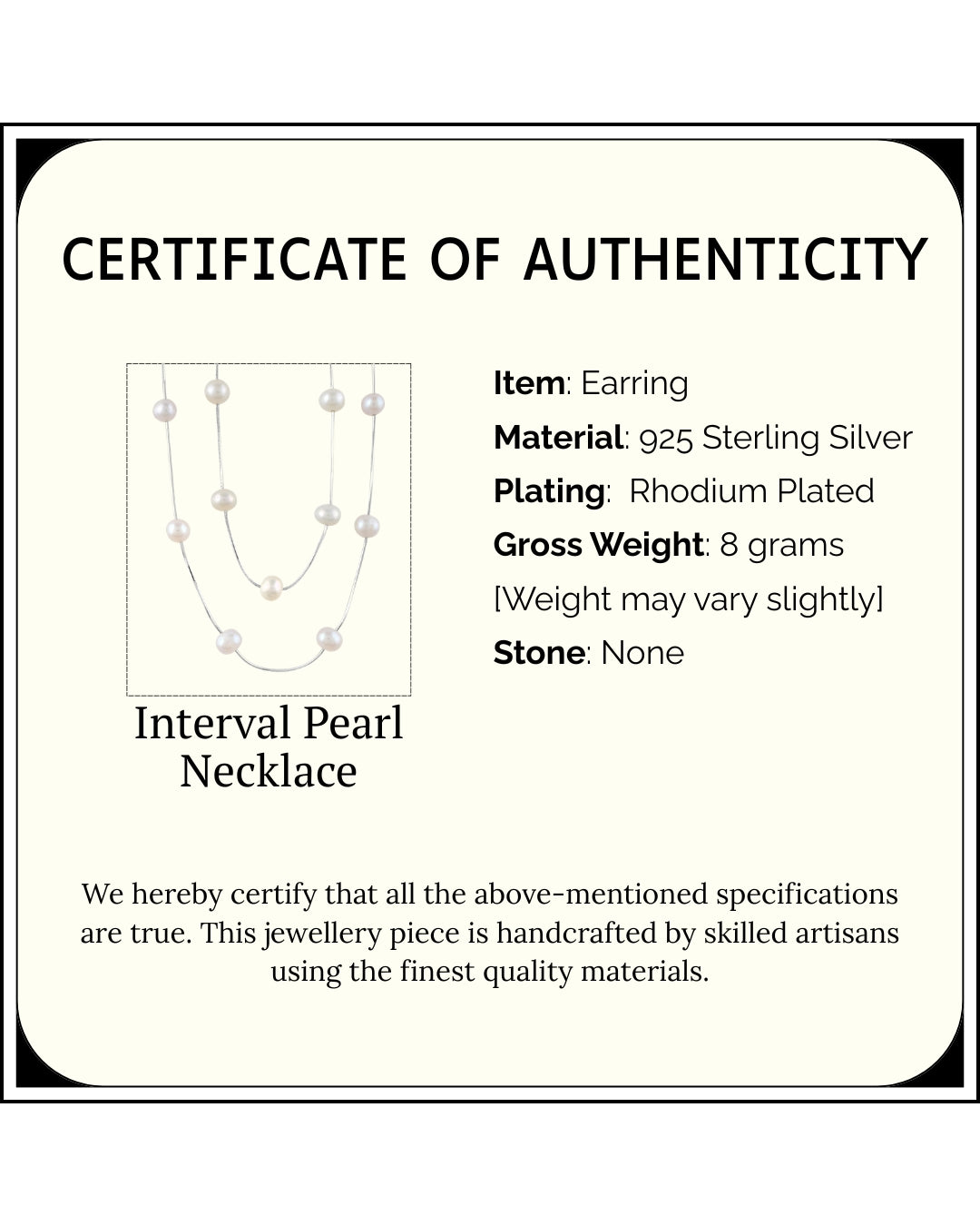 The Interval Pearl Necklace 26 inch | Rhodium Plated