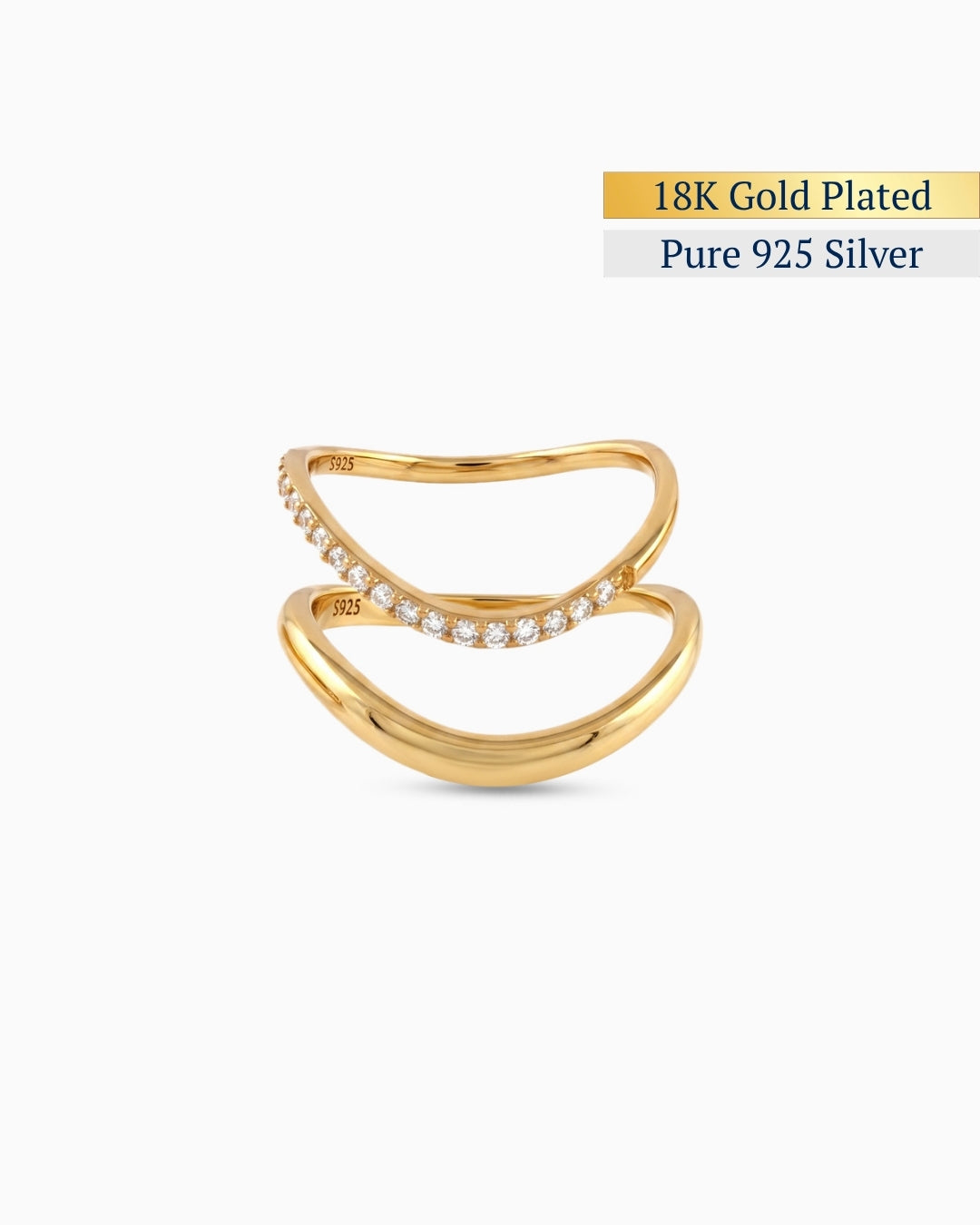 Drift Double Band Ring | 18K Gold Plated