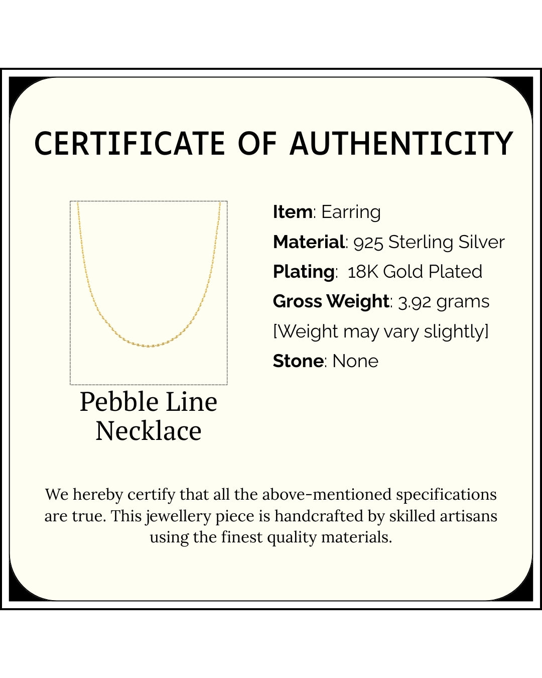 Pebble Line Necklace | 18K Gold Plated