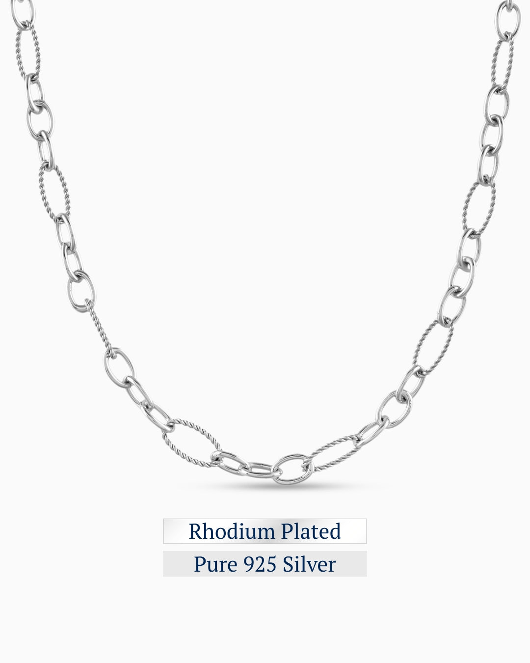 Alterna Links Necklace | Rhodium Plated