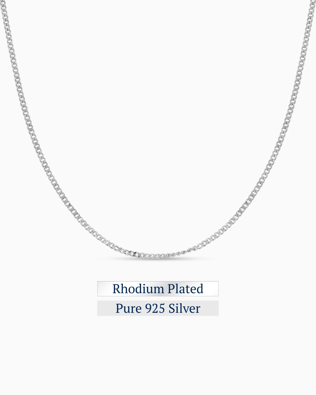 Edge Slim Necklace | Rhodium Plated