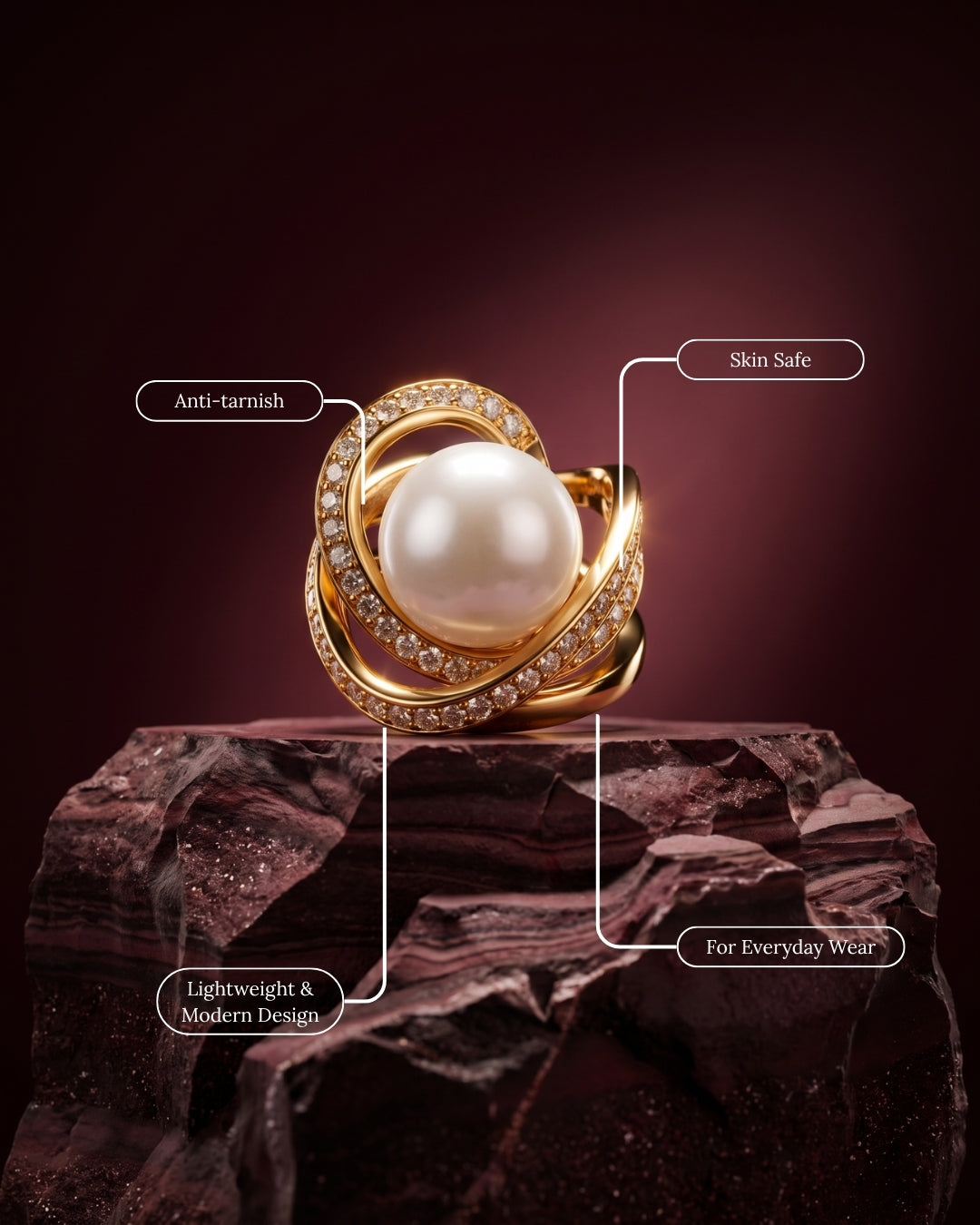 Celeste Pearl Cocktail Ring