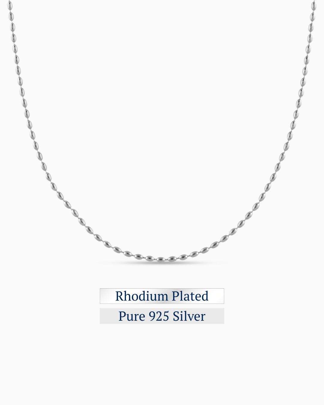 Pebble Line Necklace | Rhodium Plated