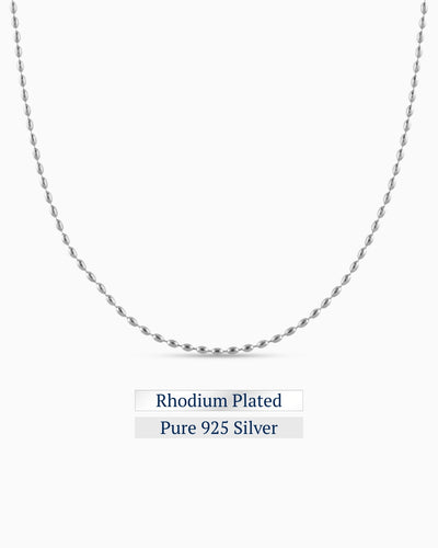 Pebble Line Necklace | Rhodium Plated