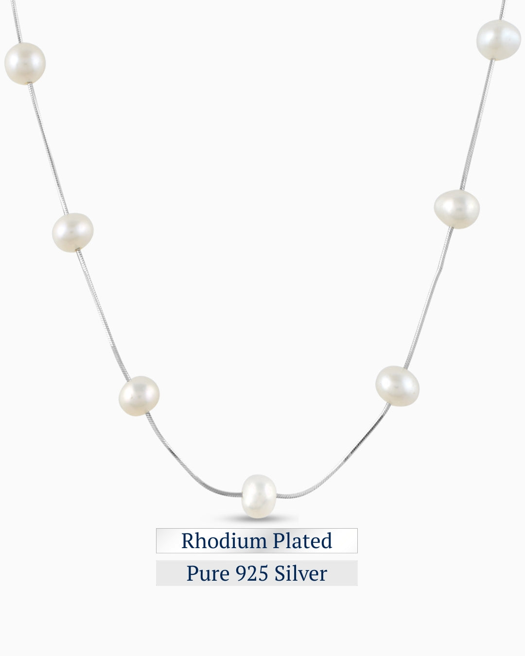 The Interval Pearl Necklace 16 inch | Rhodium Plated
