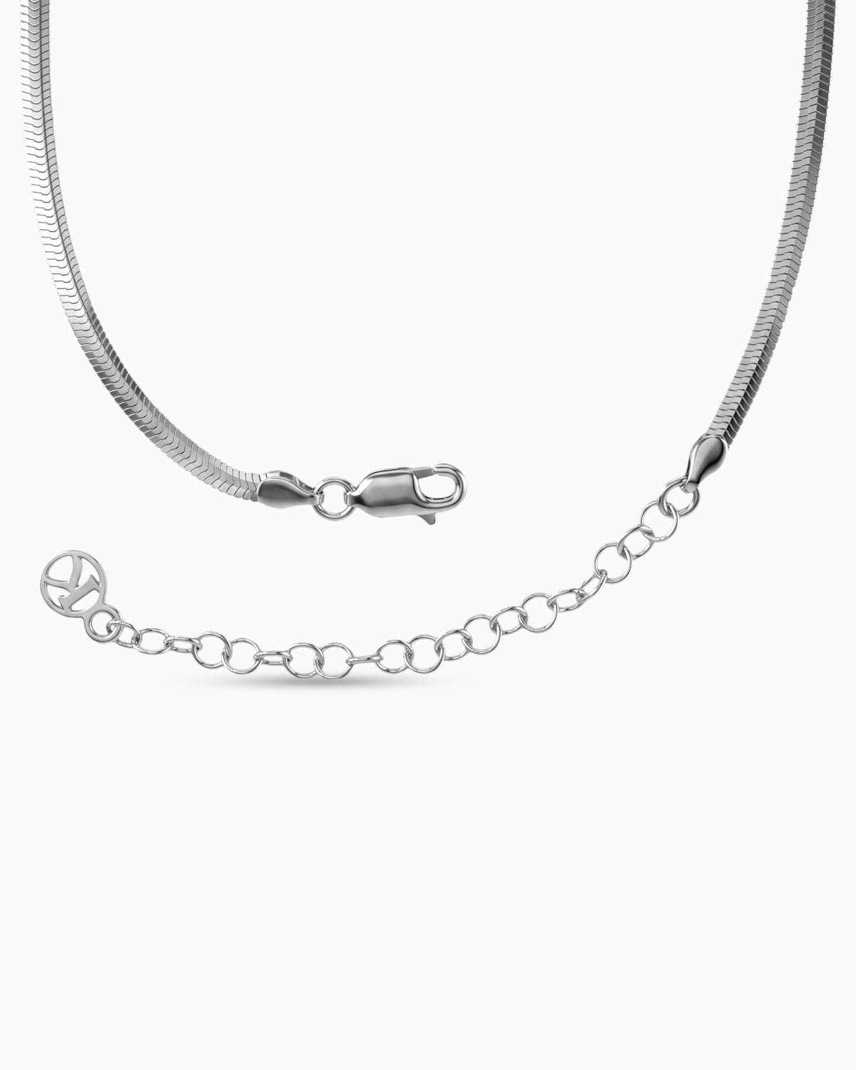 Serpentine Slim Necklace | Rhodium Plated
