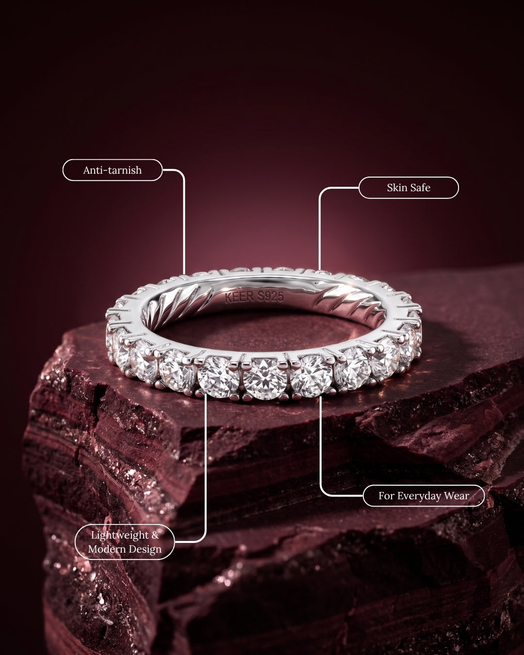 Éclat Eternity Ring | Rhodium Plated