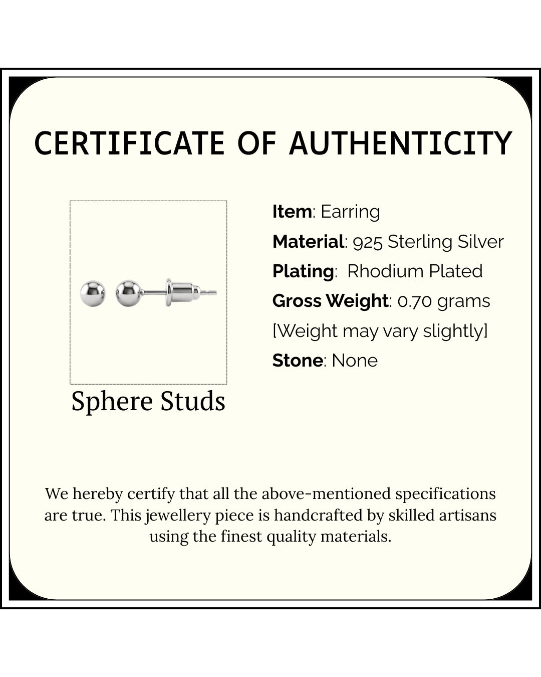 Sphere Studs Earrings | Rhodium Plated