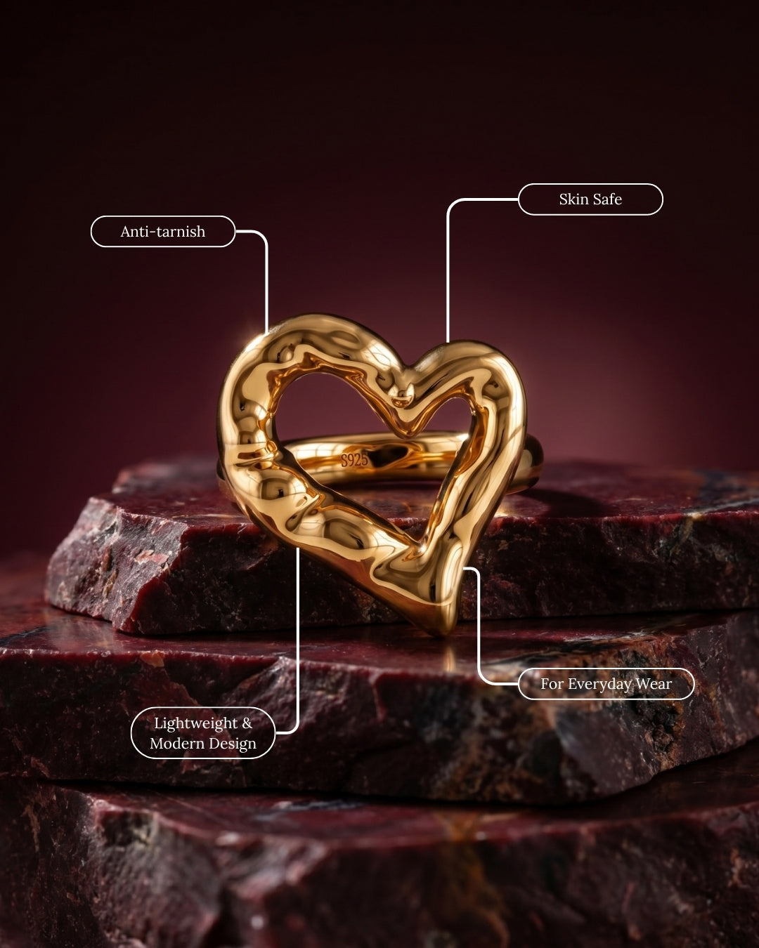 Brut Heart Sculptural Ring