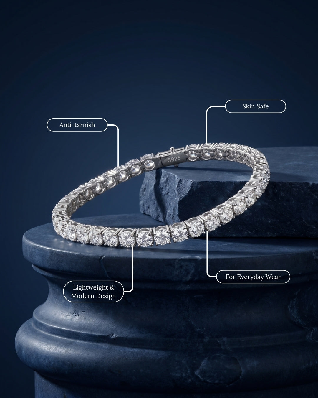 The Rivere Bracelet | Rhodium Plated