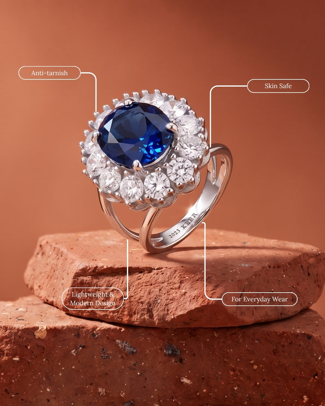 Azur Halo Cocktail Ring | Blue Sapphire