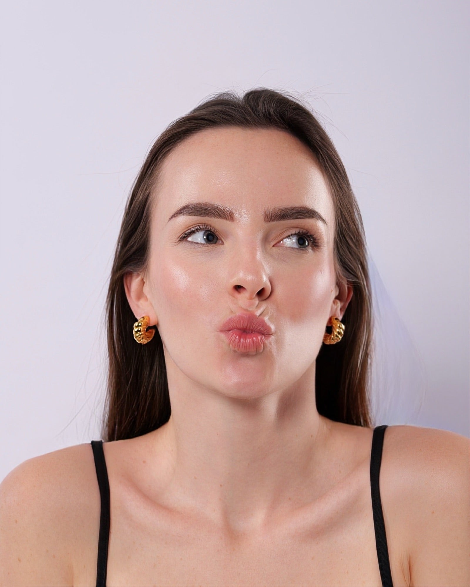 Croissant Dome Hoop Earrings