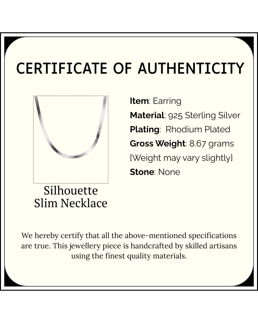 Silhouette Slim Necklace | Rhodium Plated
