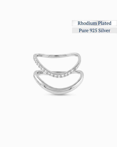 Drift Double Band Ring | Rhodium Plated