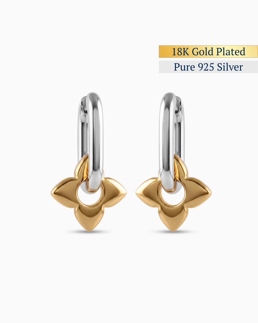 Aura Fold Charm Hoop Earrings | Dual Tone