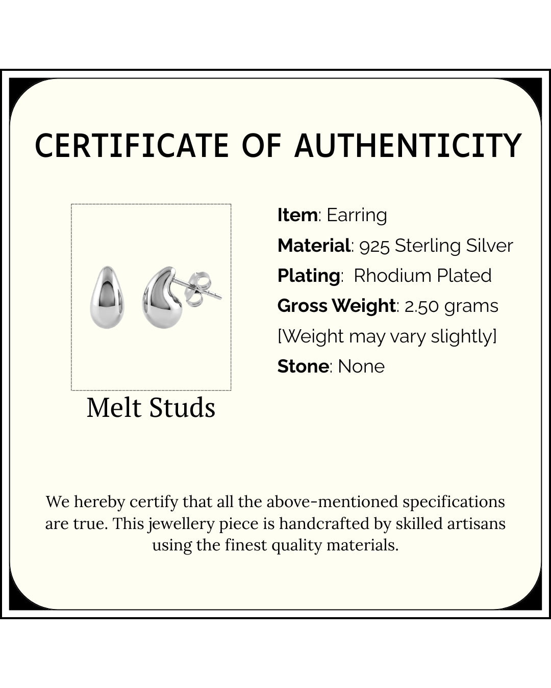 The Melt Studs Earrings | Rhodium Plated