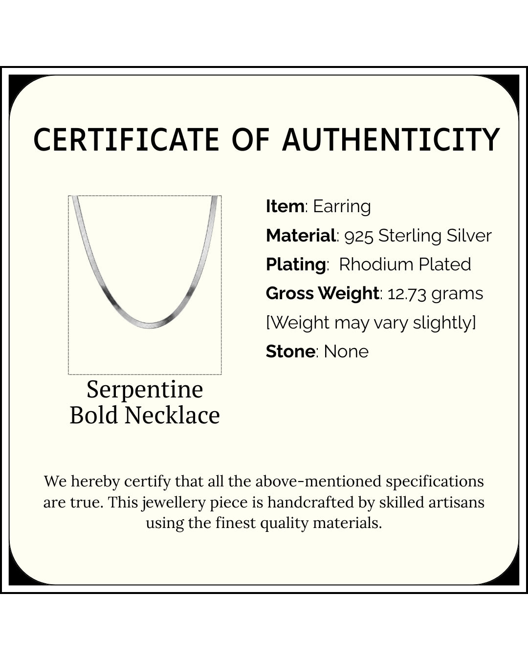 Serpentine Bold Necklace | Rhodium Plated