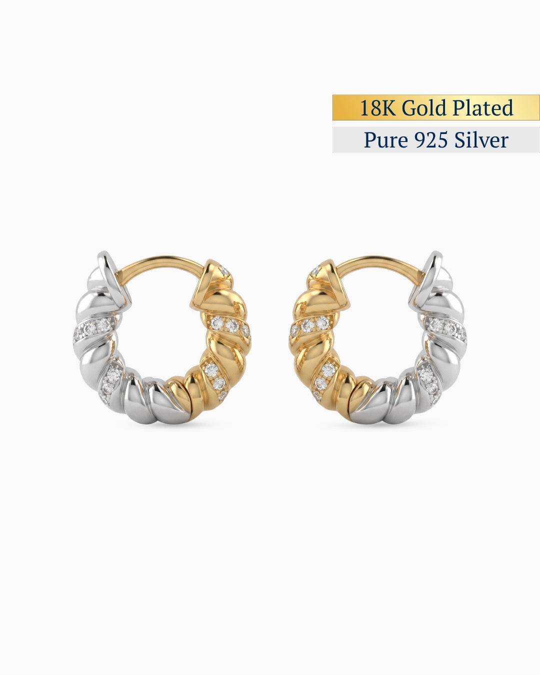 Helix Dual Tone Huggie Earrings