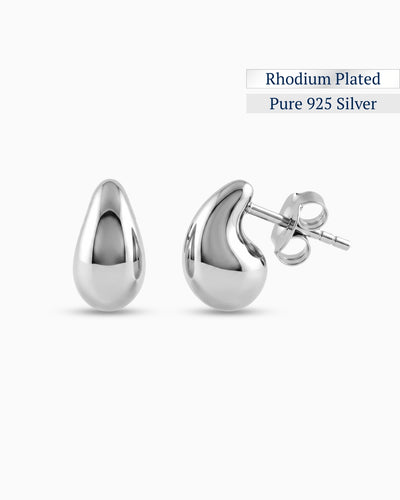 The Melt Studs Earrings | Rhodium Plated
