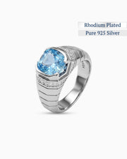 Ridge Signet Ring | Aquamarine