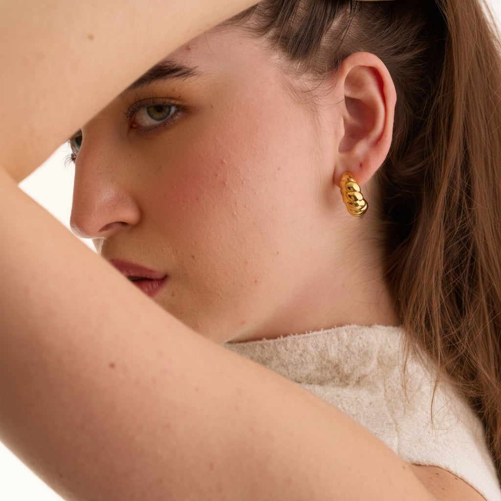 Croissant Dome Hoop Earrings