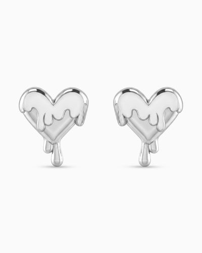 Thaw Heart Studs Earrings | Rhodium Plated