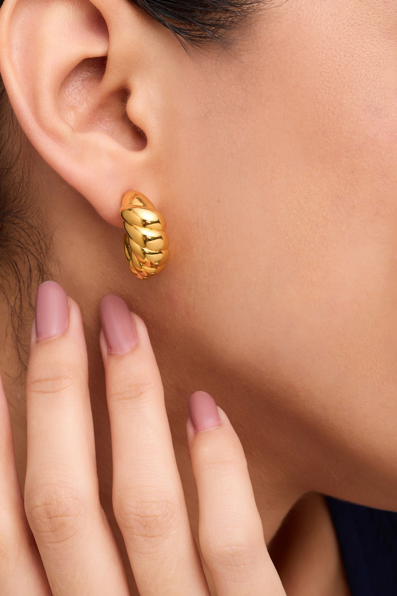 Croissant Dome Hoop Earrings