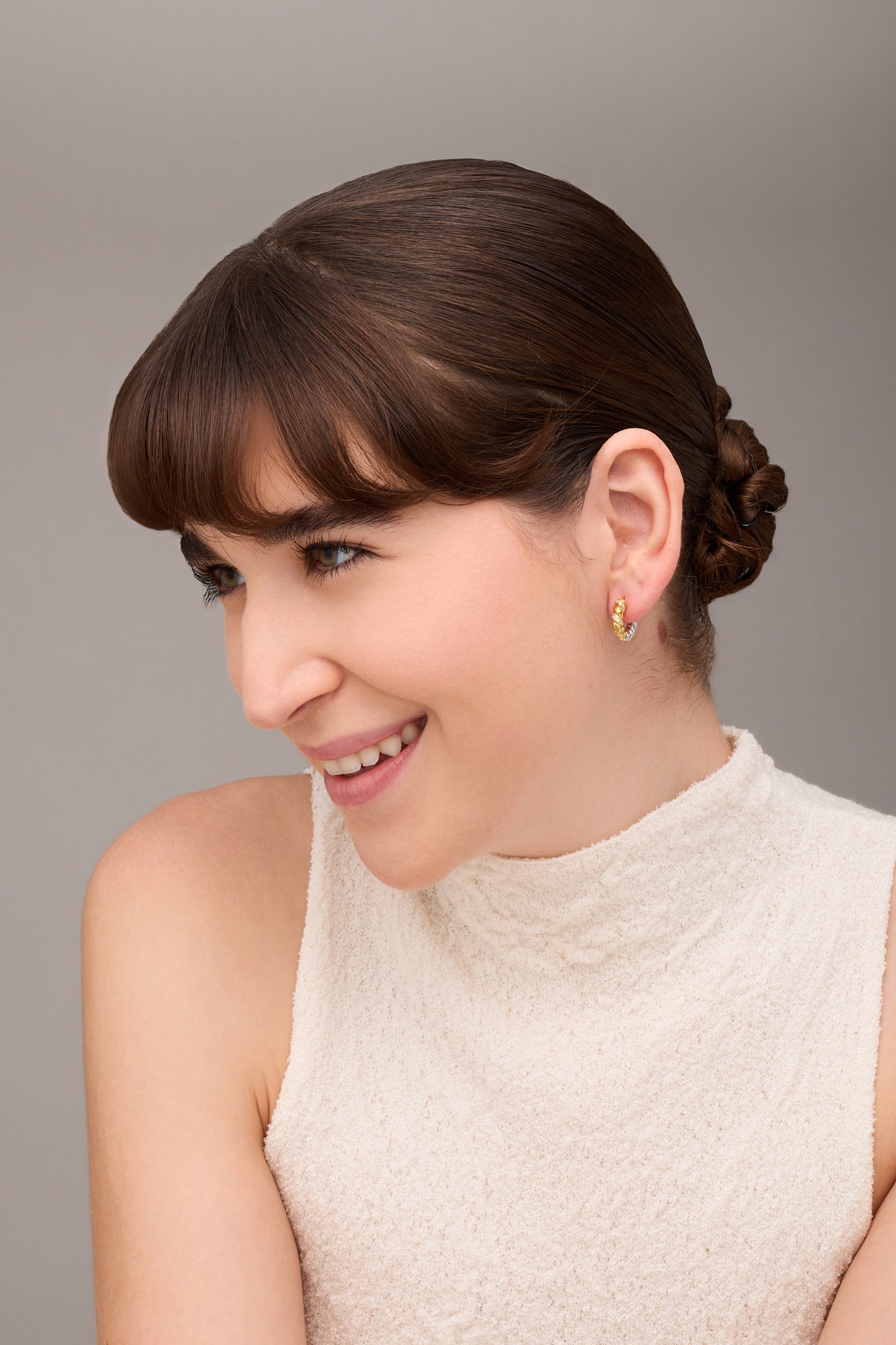 Helix Dual Tone Huggie Earrings