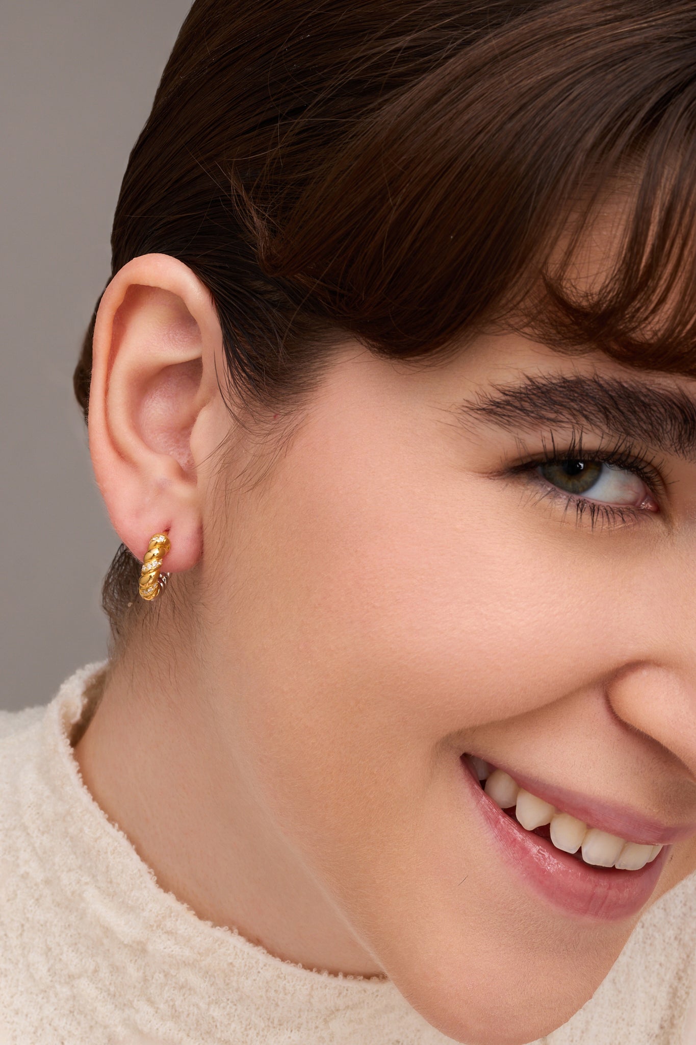 Helix Dual Tone Huggie Earrings