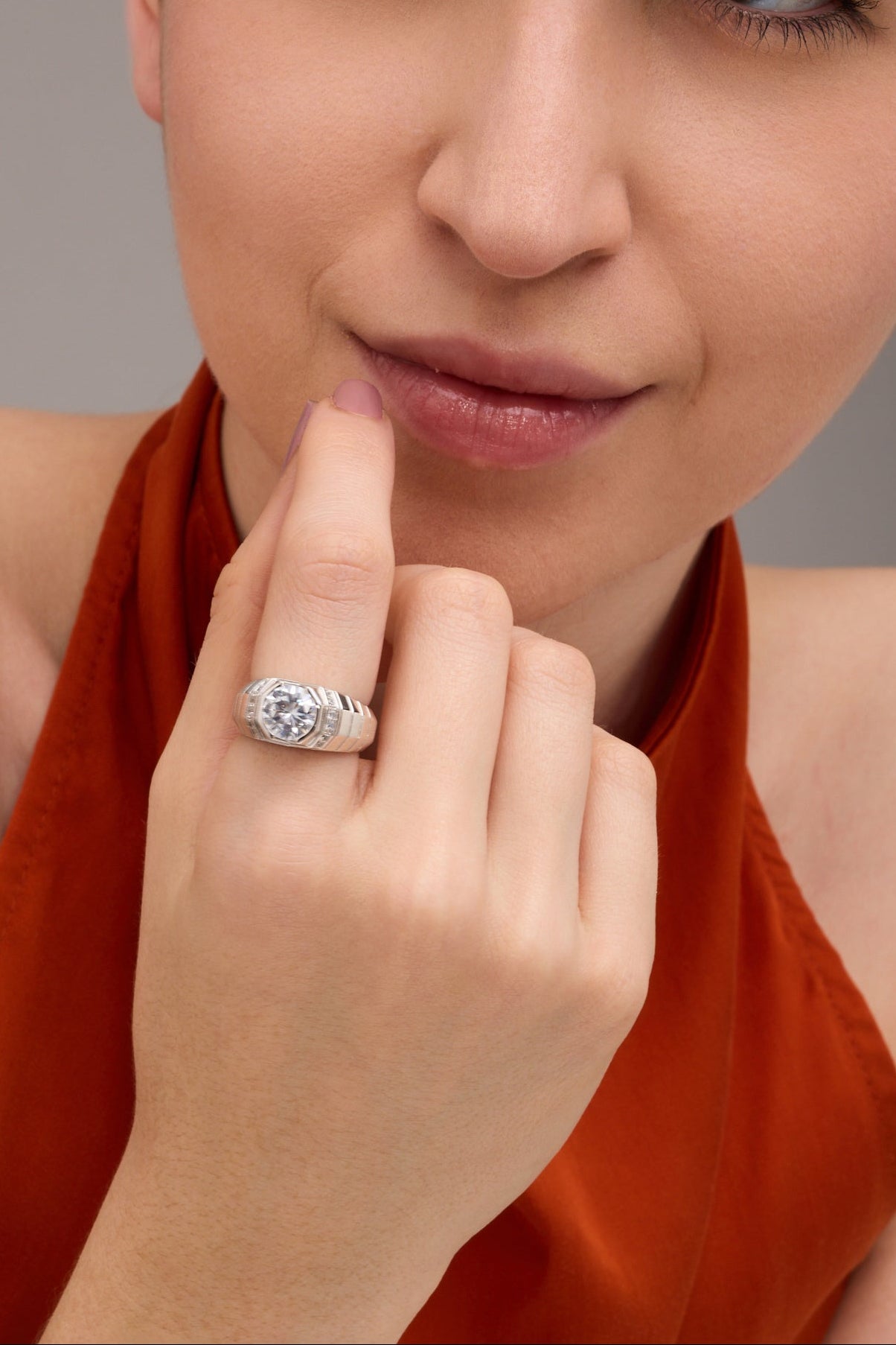 Ridge Signet Ring | Diamond