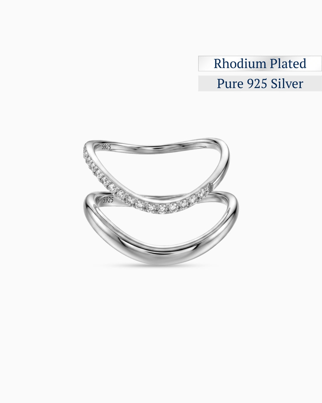 Drift Double Band Ring | Rhodium Plated