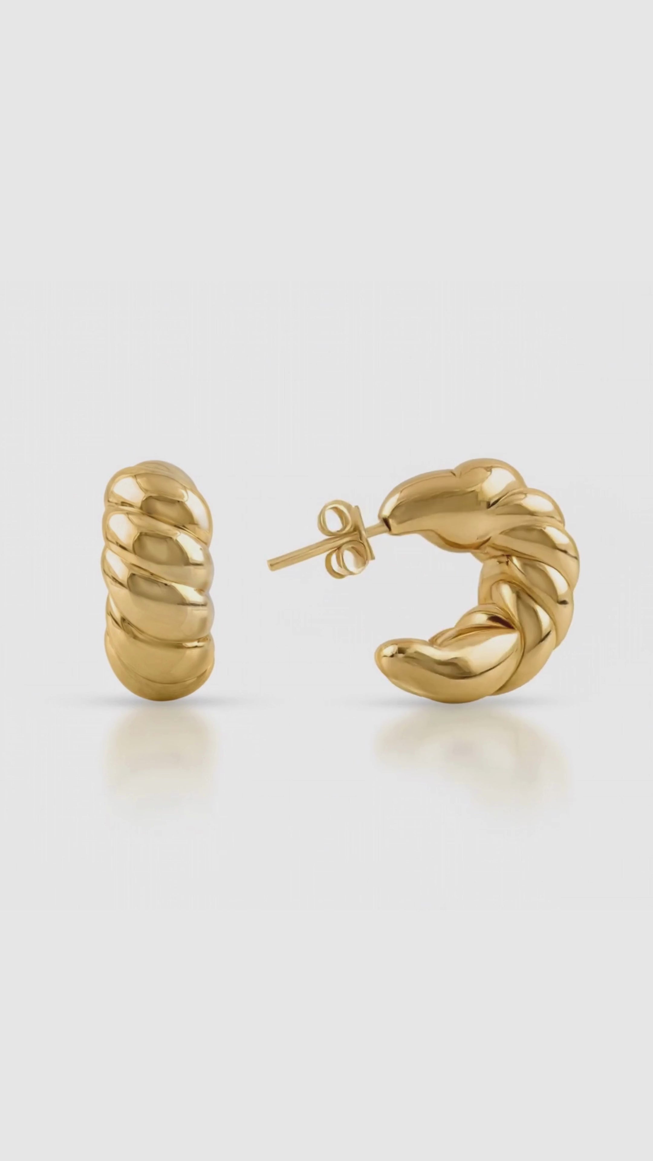 Load video: Croissant Dome Hoop Earrings