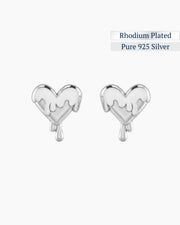 Thaw Heart Studs Earrings | Rhodium Plated